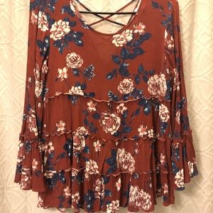 Floral Boho Open Back Top